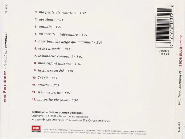 CD Daniel Fernández "Le Bonheur Comptant" – photo 2